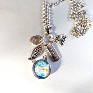 Artisan  Grace Faith Charm Pour Painted Snap Necklace